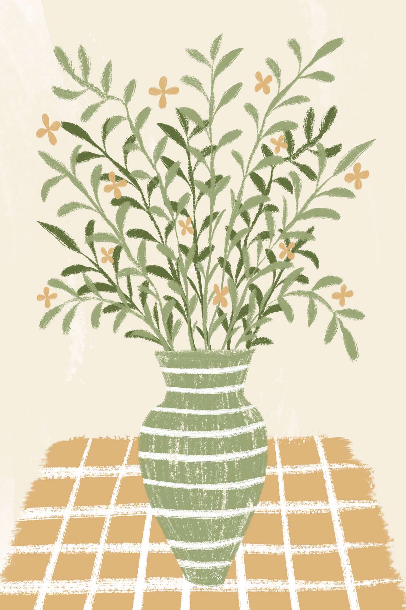 Botanical Vase Checkered Table