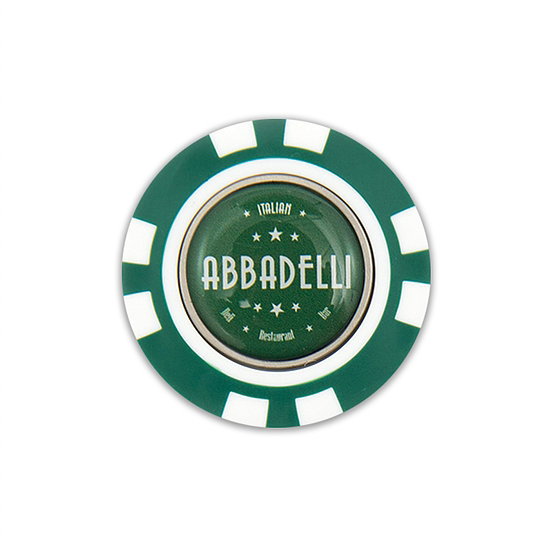 Poker Chip med aftageligt, magnetisk markeringsmærke med eget tryk