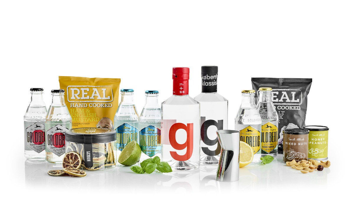 Stor Ginpakke - København. 2 flasker Gin, tonic, snacks og Georg Jensen Jigger