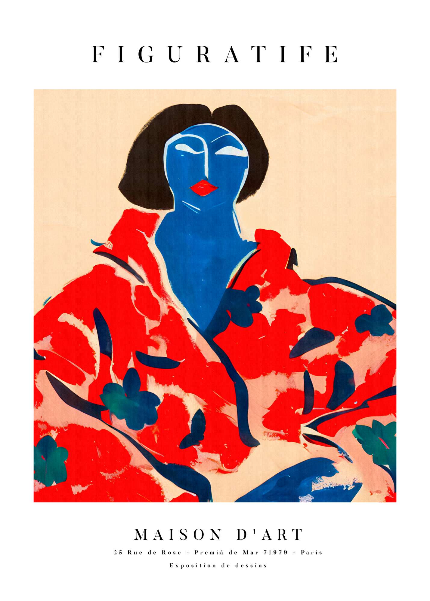 Blue Face Floral Portrait
