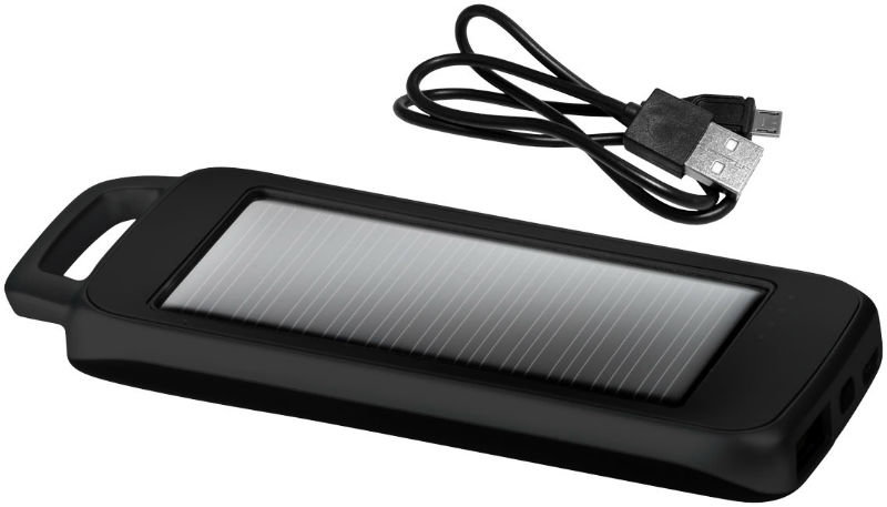 Powerbank med solcelle og USB opladning