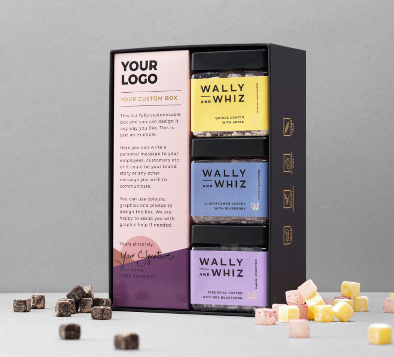 Wally & Whiz gaveæske i eget design inkl. 3 bøtter
