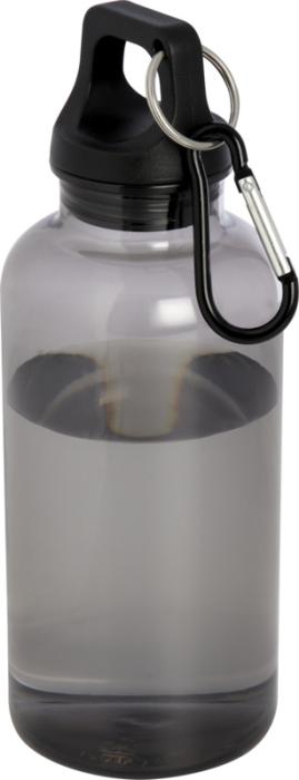 Oregon gennemsigtig vandflaske med logo tryk 400 ml recycled plast med karabinhage