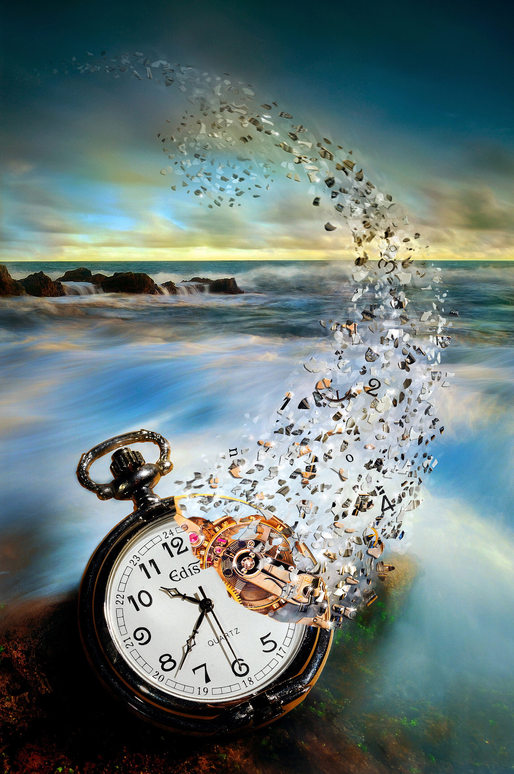 Surreal Pocket Watch Ocean