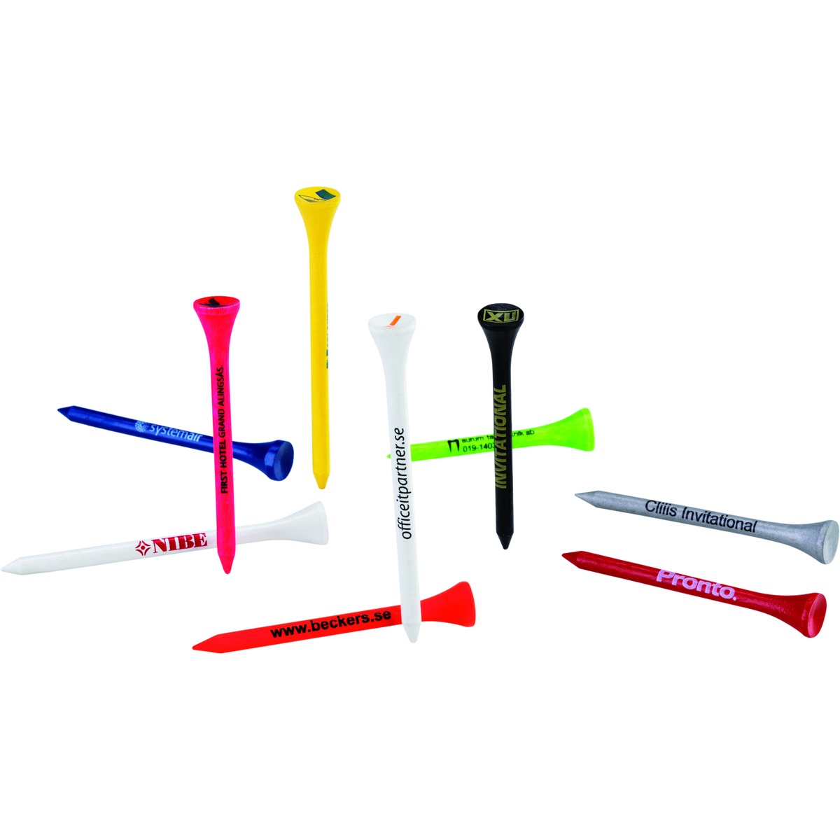 Tees 70 mm. med tryk i 1-farve