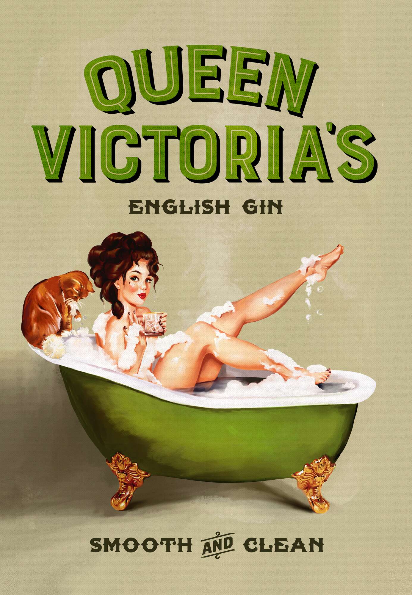Queen Victoria English Gin Bath Pinup Girl