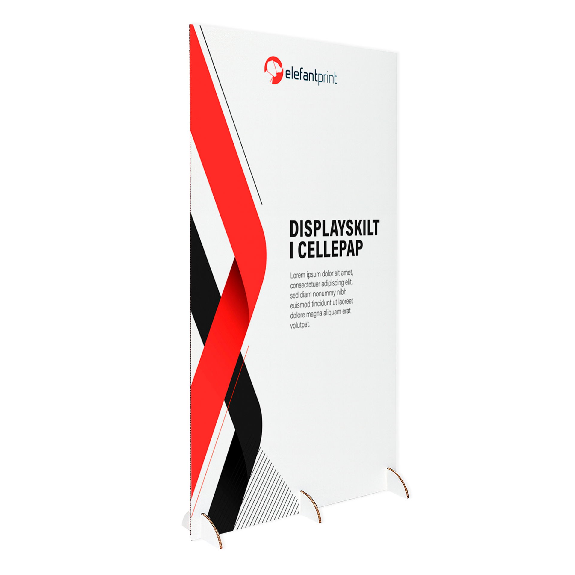 Display-skilt i honeycomb-papp med føtter